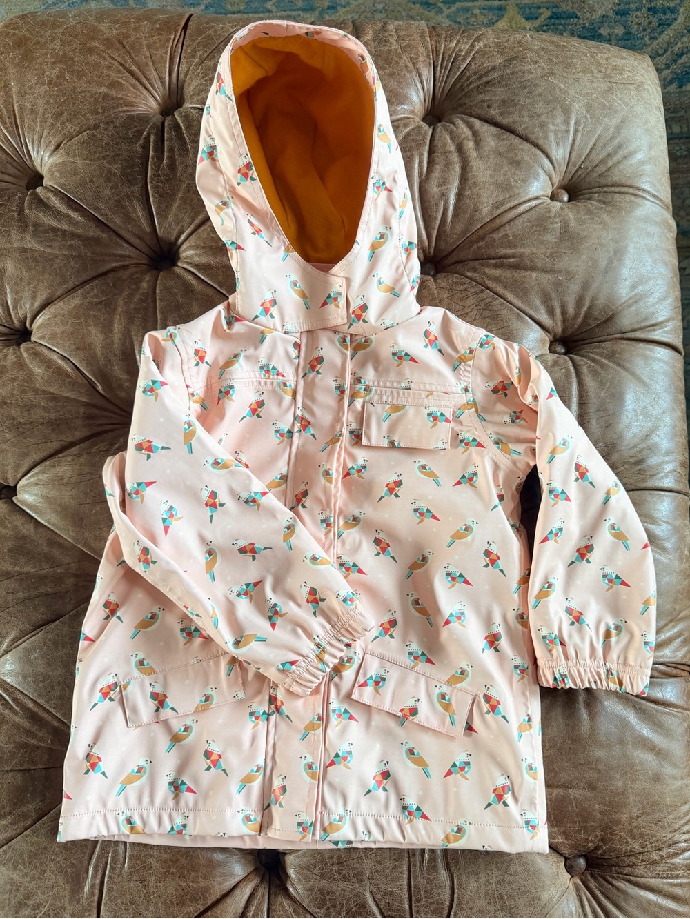 Little Green Radicals Raincoat Kids 3-4Y Pink Bird Print Hooded Origami Birds